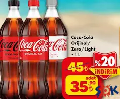 COCA-COLA ORİGİNAL / ZERO / LİGHT KOLA 1 L